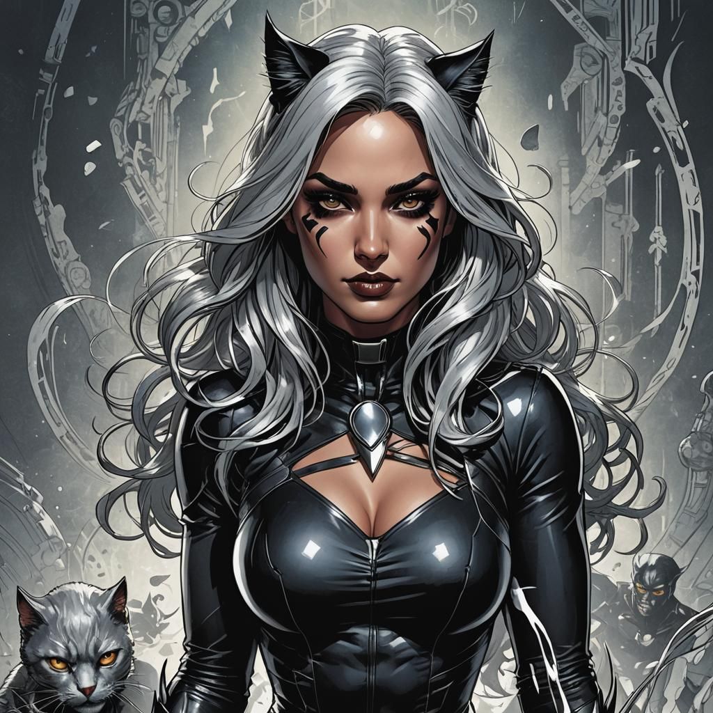 Adria Arjona as Marvel's Black Cat in Comic Art