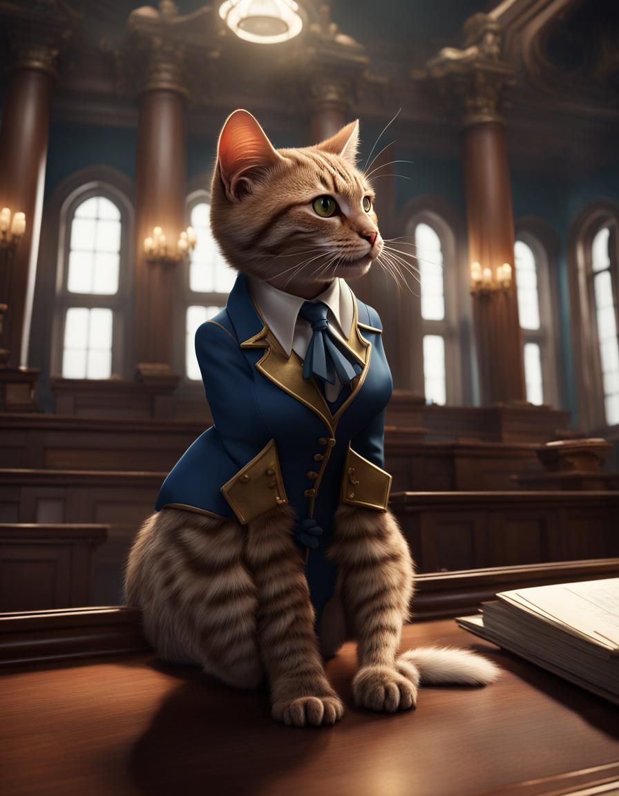 Cat Lawyer Defends Case to Jury of Mice