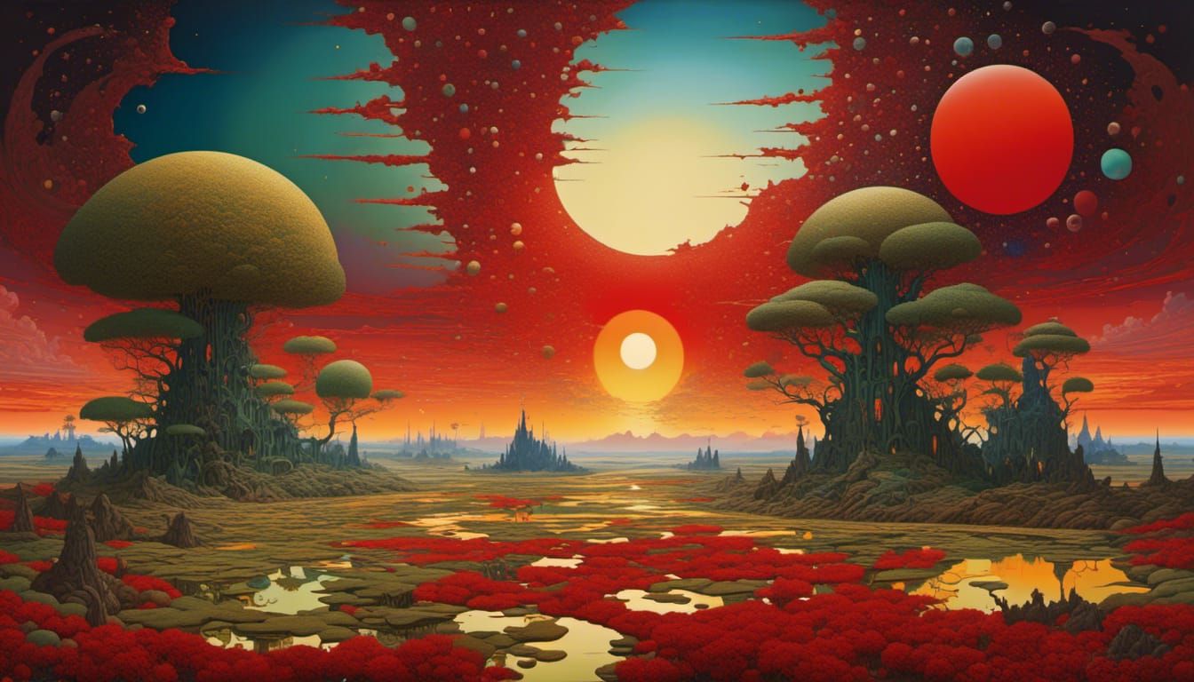 Fiery Sunrise Over Barren Plains