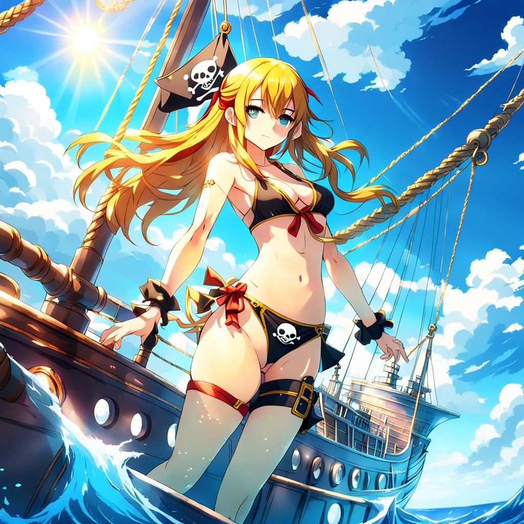 Anime Pirate on High Seas in Divine Light