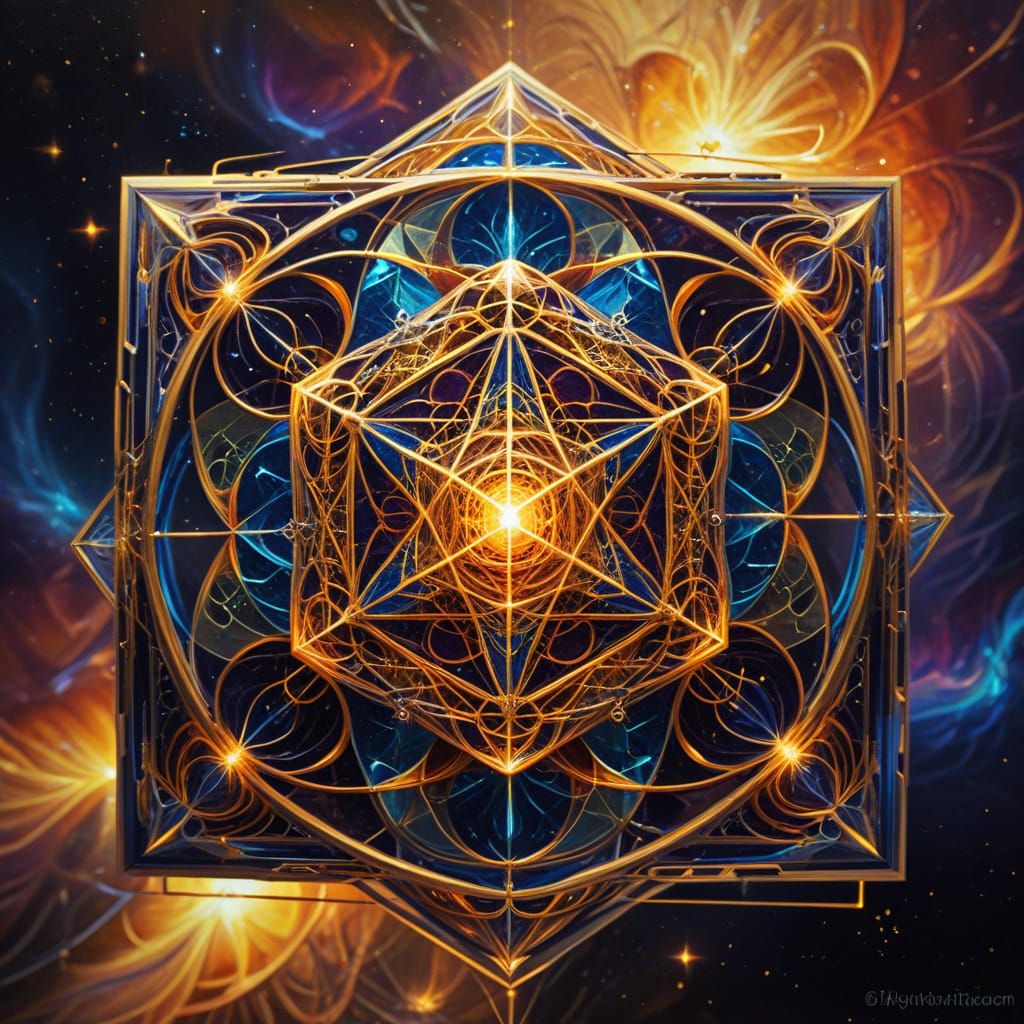 Metatron's Cube in Vibrant Oil Painting Style