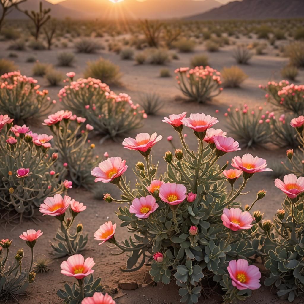Desert Flowers Bloom at Sunset: Professional Photography