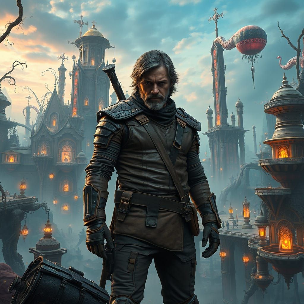 Heroic Post-Apocalyptic Fantasy Art in Worn Leather Armor