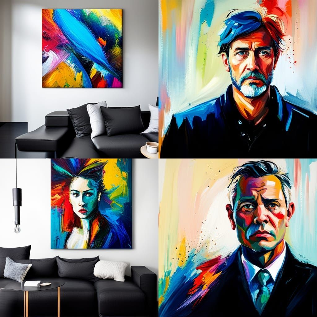 Energetic Portrait in Abstract Palette Knife Style