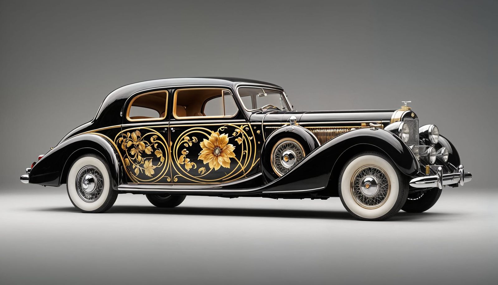 Vintage Coupe de Ville Luxury Car in Elegant Studio Setting