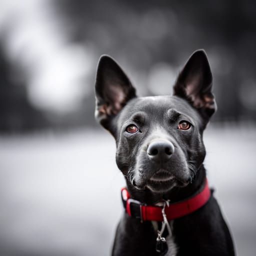 Black Dog Captured with Bokeh and Natural Lighting