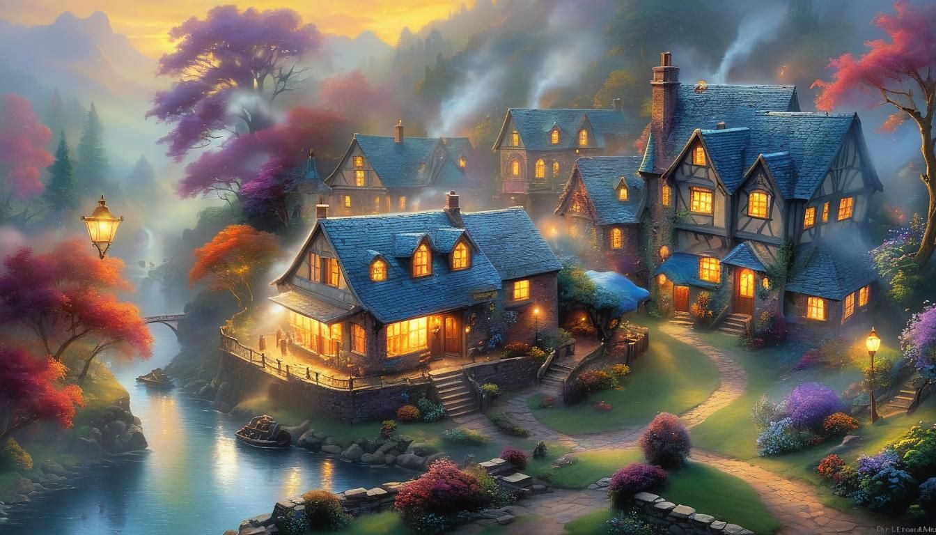 Ethereal Golden Hour Scene in Fantasy Style