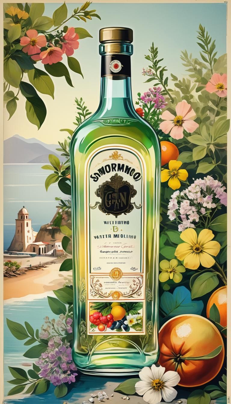 Gin di Sorrento: Vintage Italian Riviera Poster Art