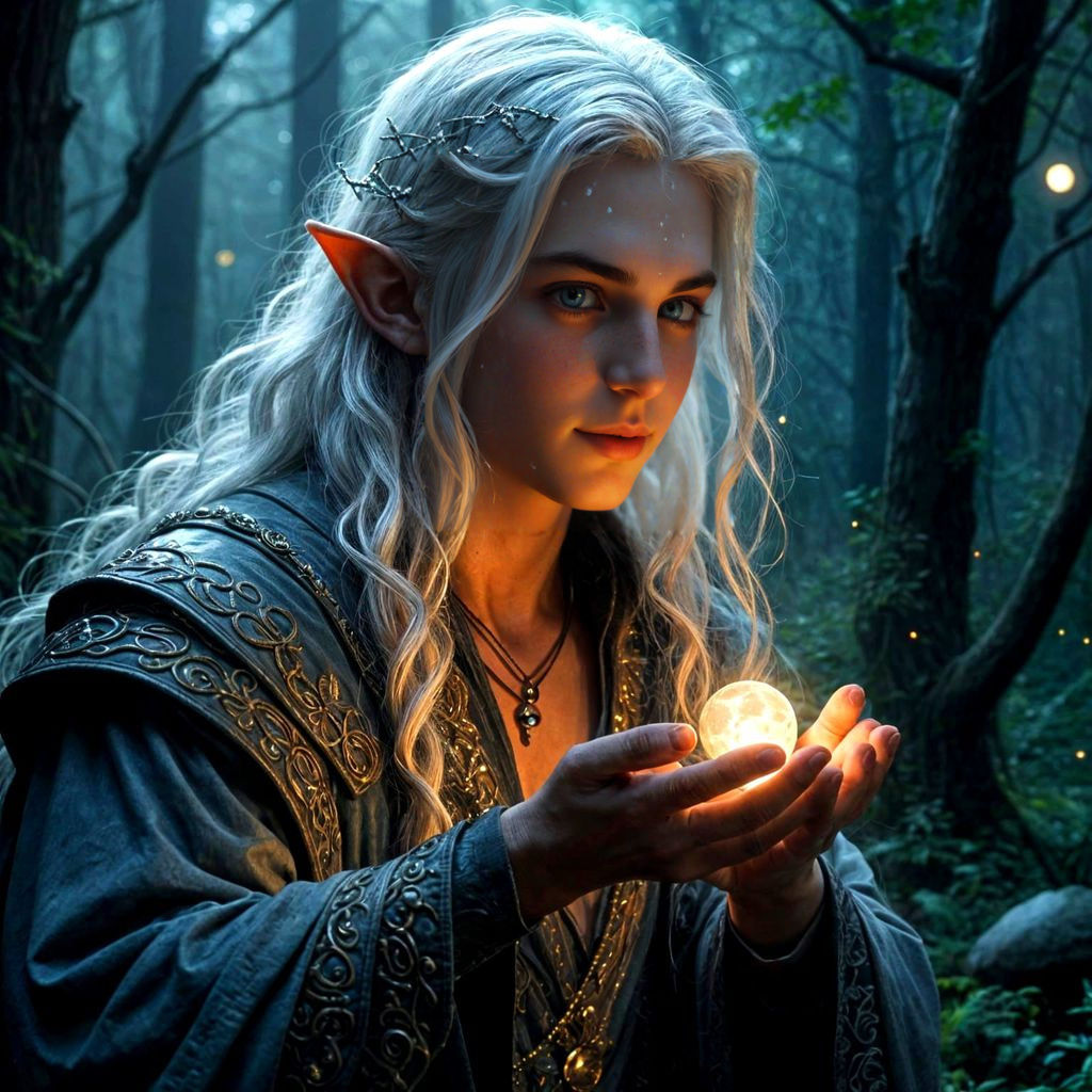 Moonlit Elf in Enchanted Forest