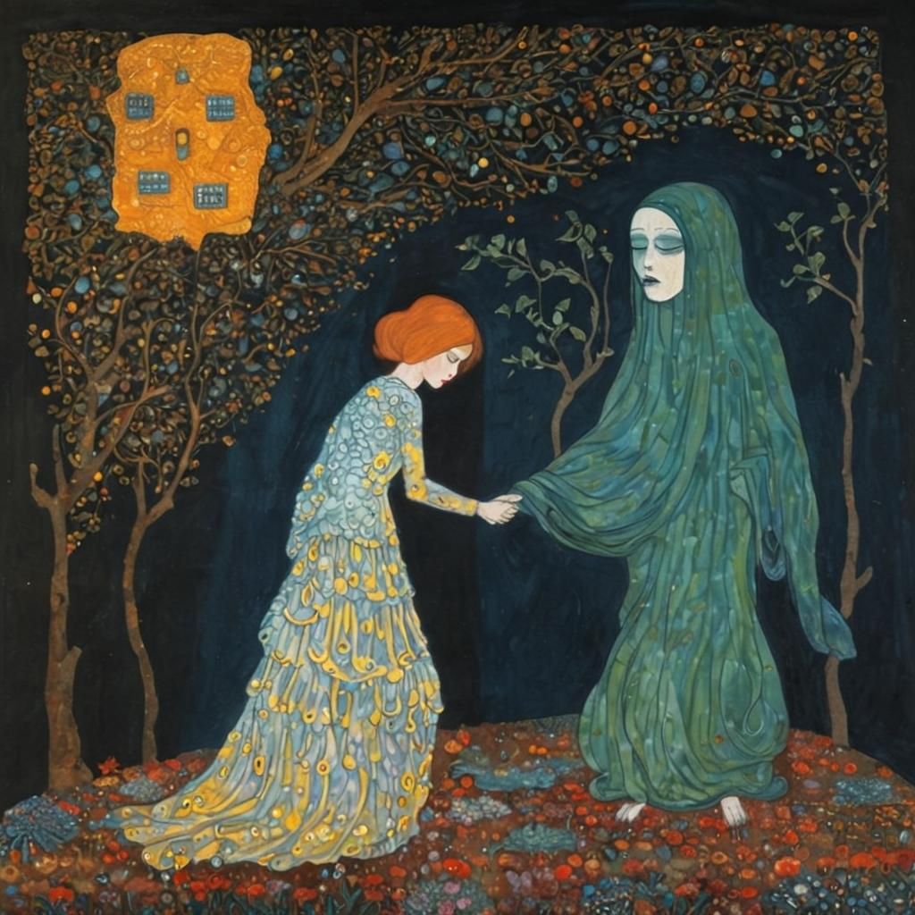 Ghostly Bargain: Klimt and Gorey Inspired Art