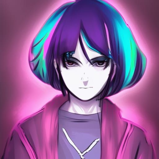 Androgynous Figure with Dark Magic in Anime Style