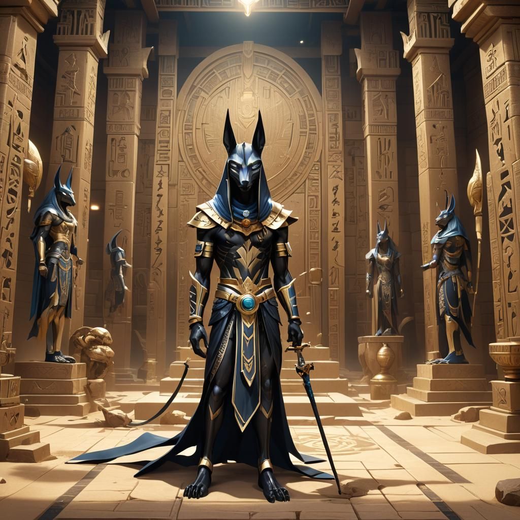 Anubis, God of the Dead, in Anime Style