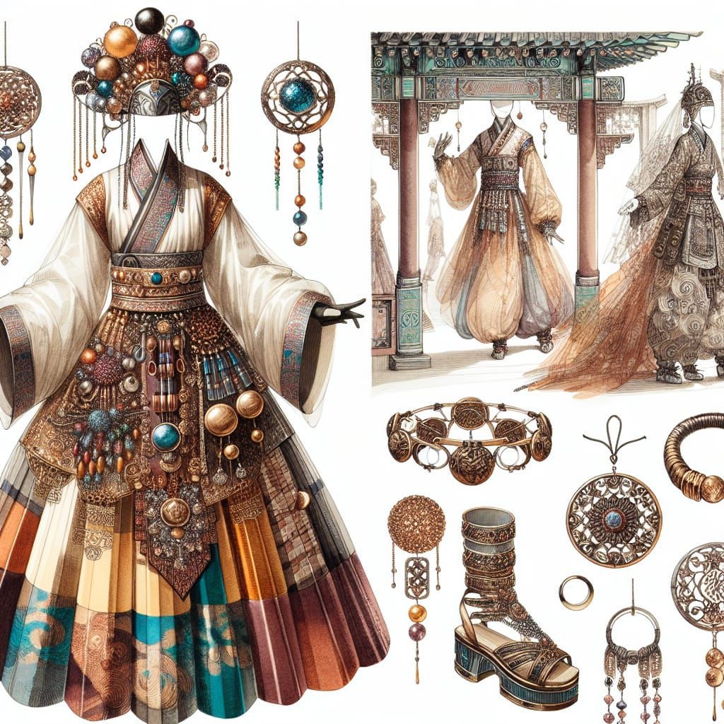 Maximalist Fashion Concept in Ink and Watercolor