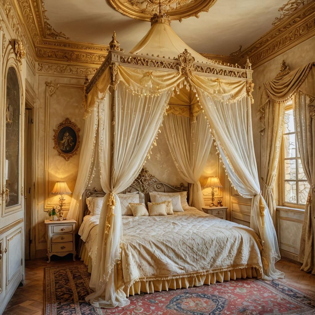 Fairy Tale Bedroom in Castle with Canopy Bed