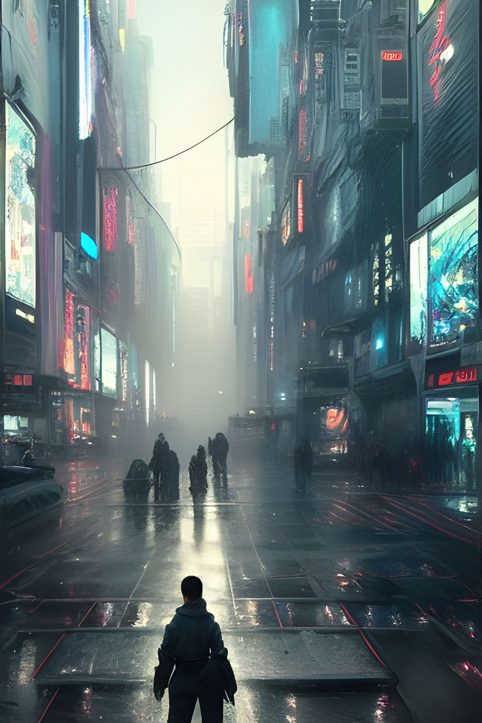 Dystopian Sci-Fi Metropolis Street Scene