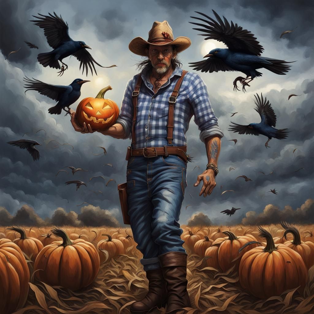Hyperrealistic Scarecrow in Thunderstorm, Geiger Style