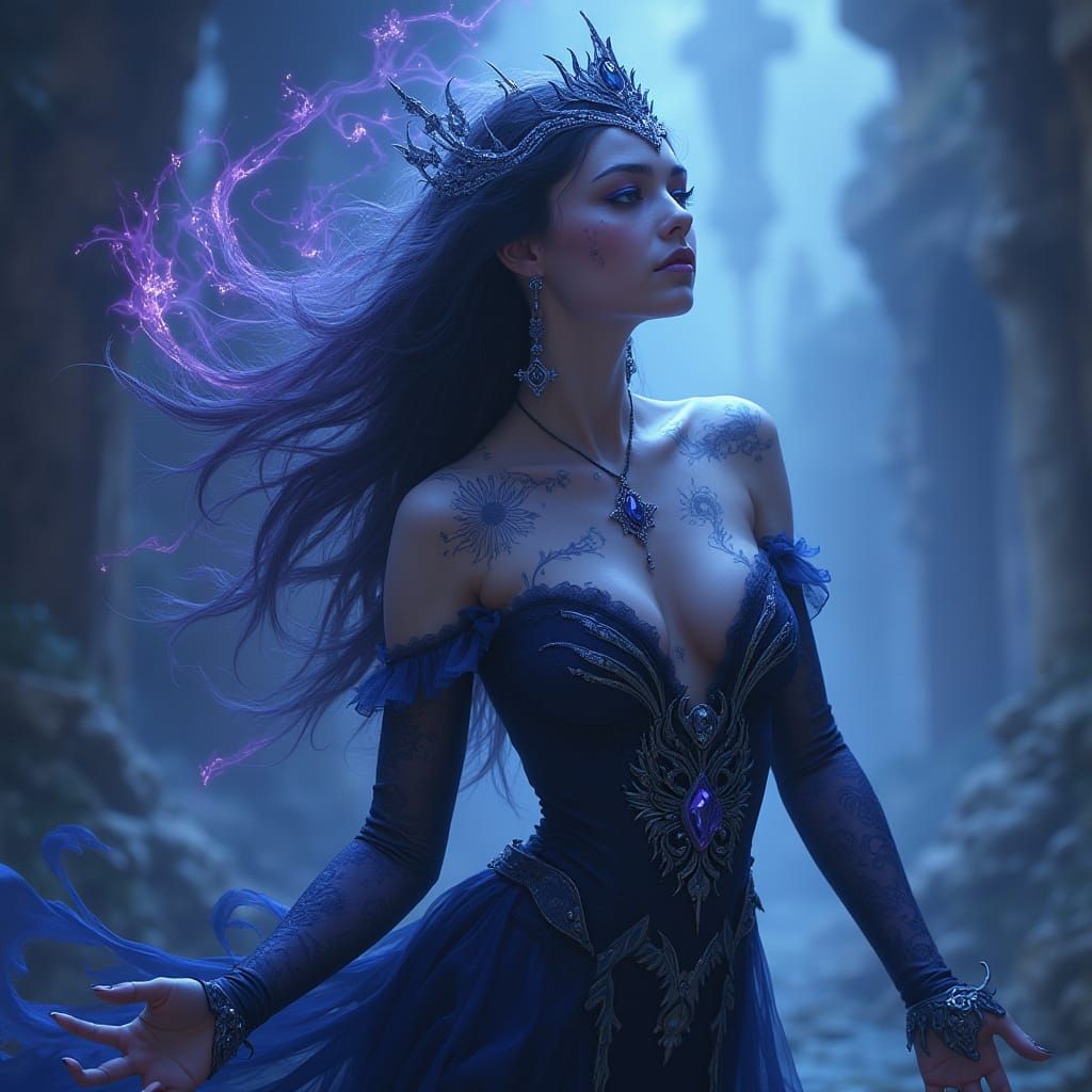 Fantastical Priestess in Elegant Attire