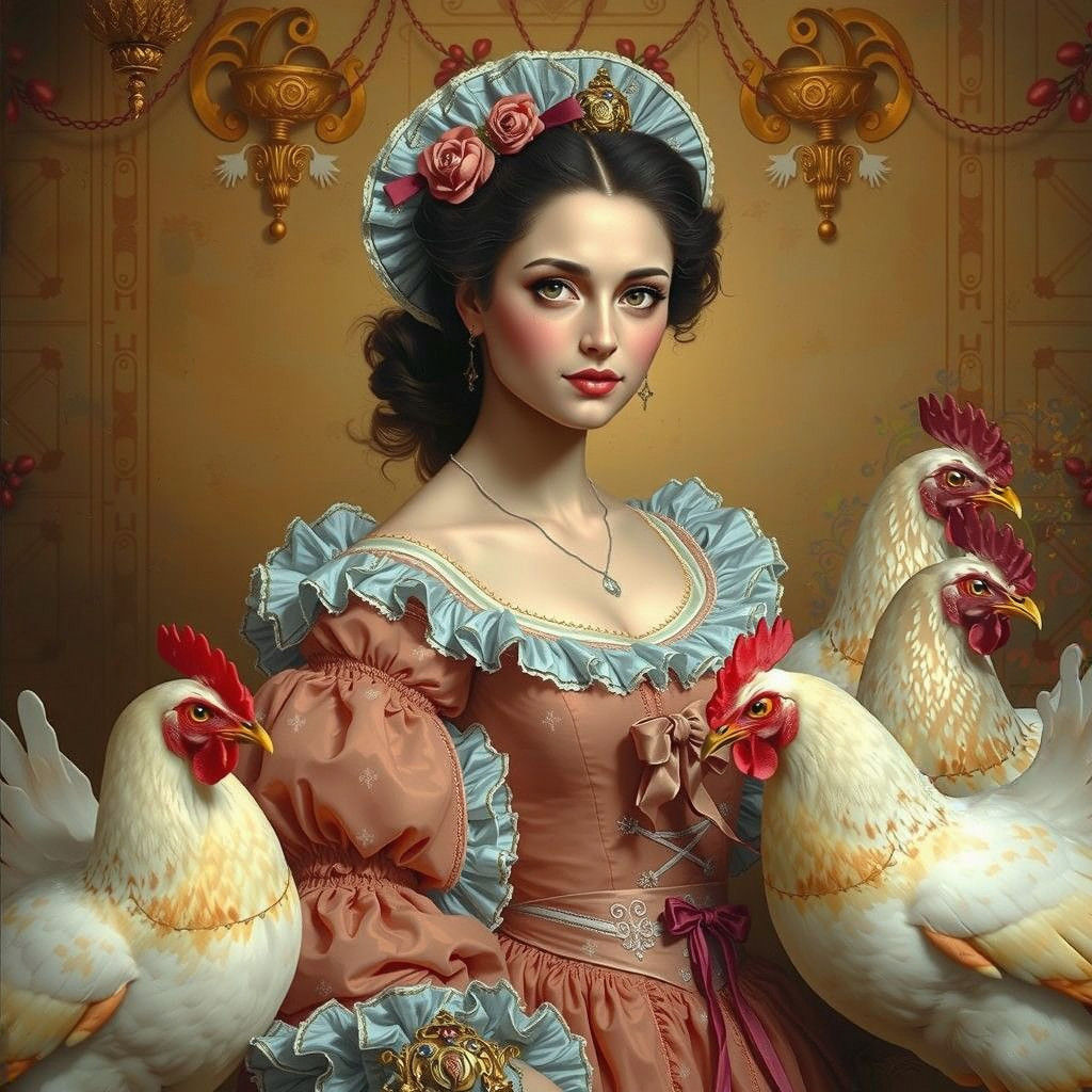 Three French Hens in a Victorian Portrait
