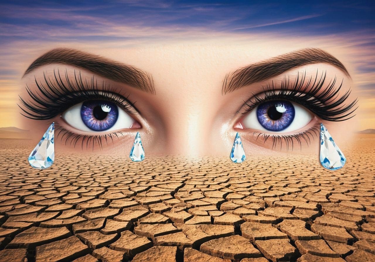 Kaleidoscopic Eyes on Desert Banner, Surreal Oil Painting