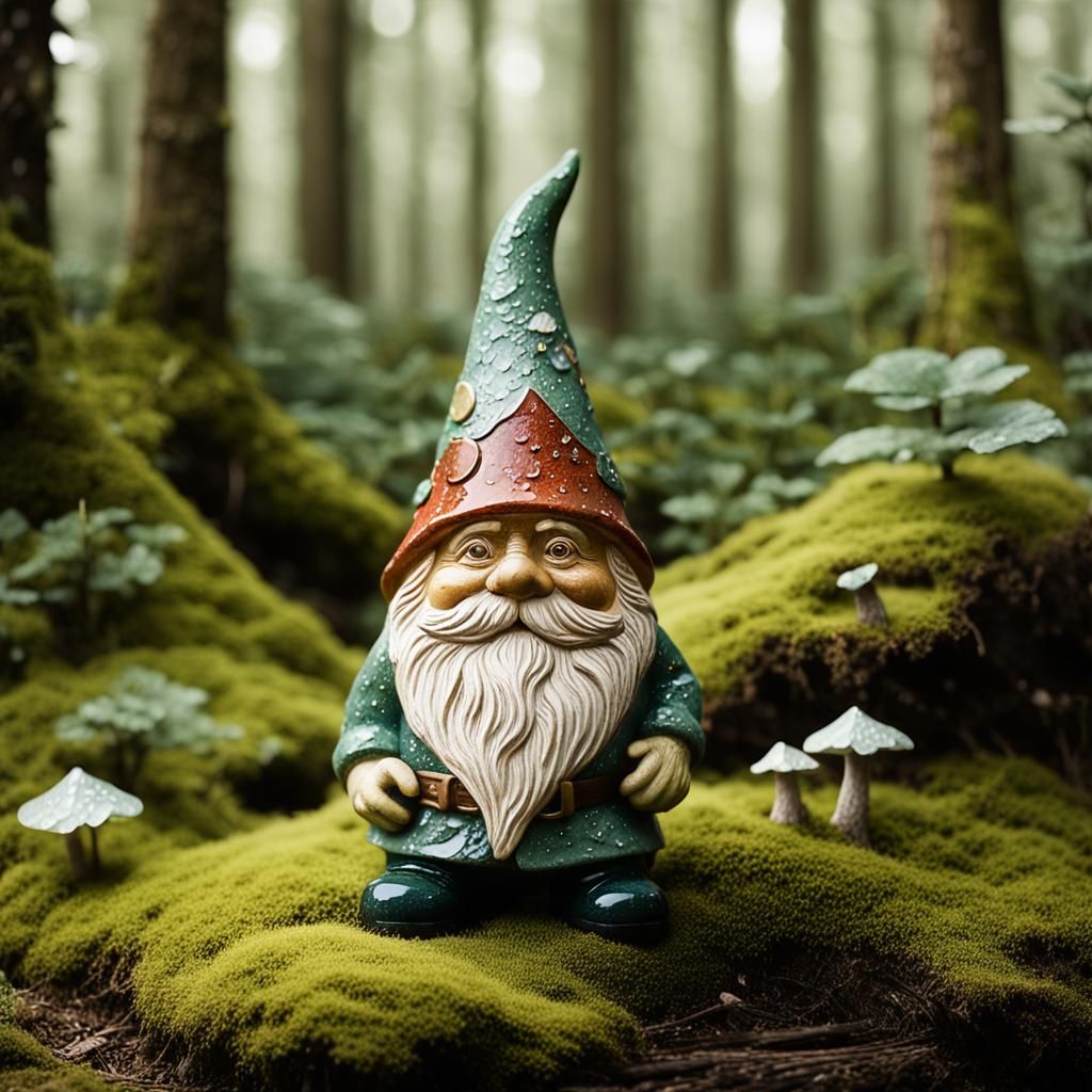 Enameled Glass Gnome in Scandinavian Folk Art Style