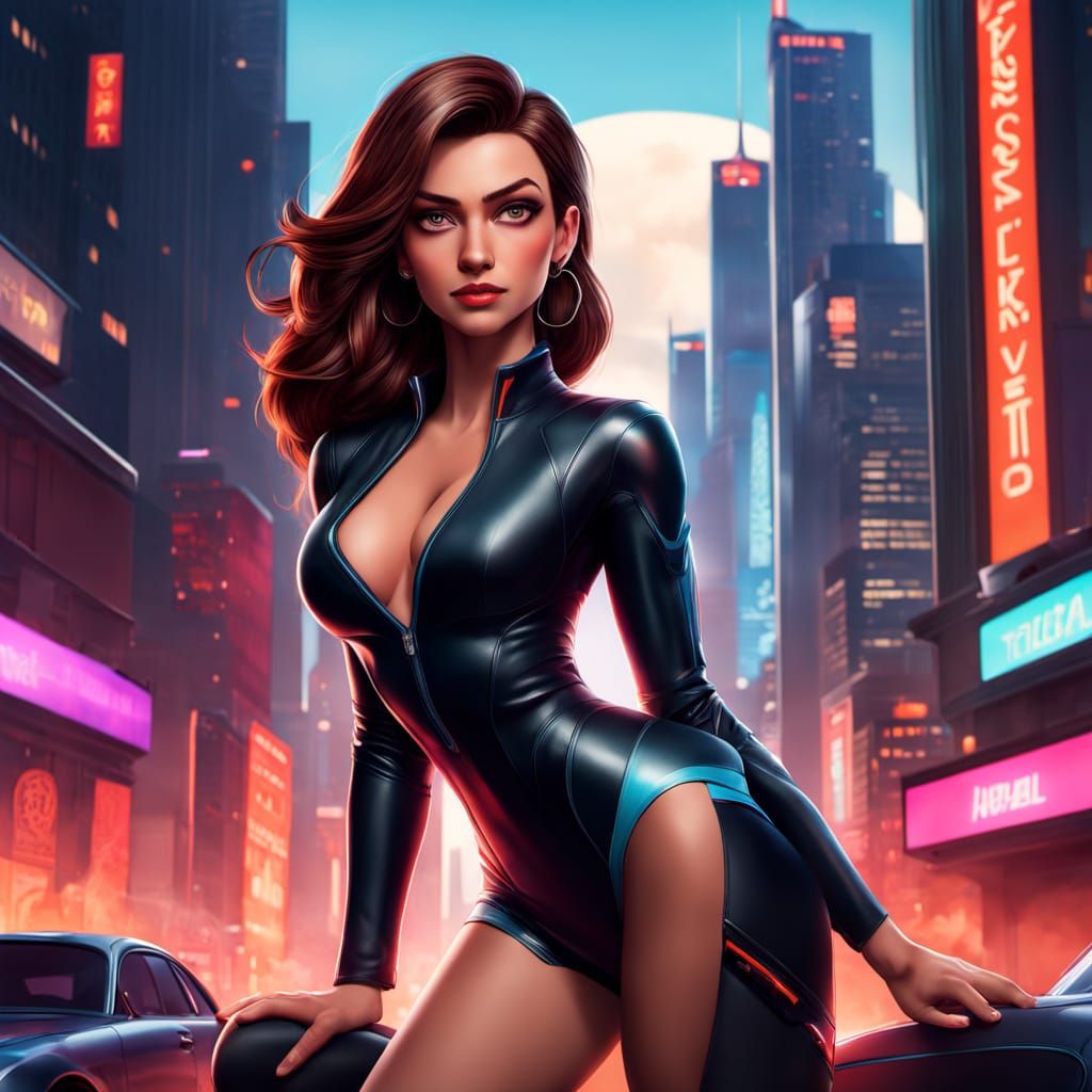 Aunt Cass as Hyperrealistic Superheroine in Artgerm Style