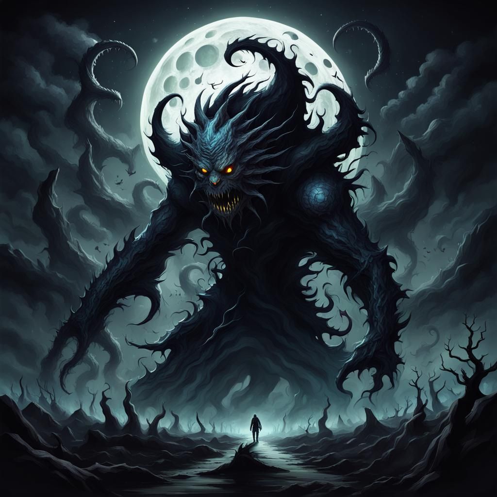 Dark Fantasy Moon Monster Nightmare