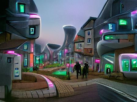 Futuristic Townscape with Advanced Technology