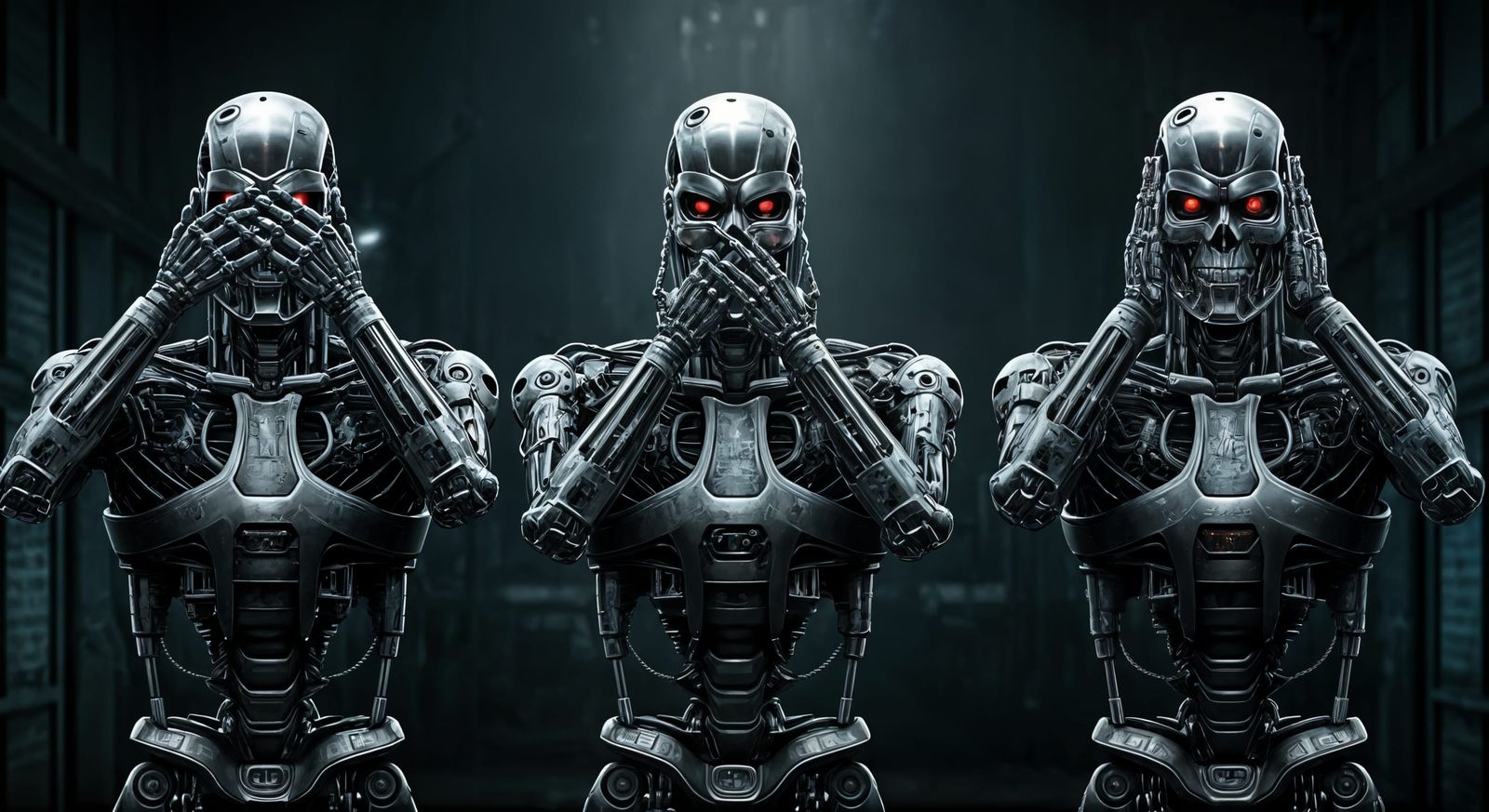 Terminators Recreate Ancient Wisdom in Cyberpunk Style