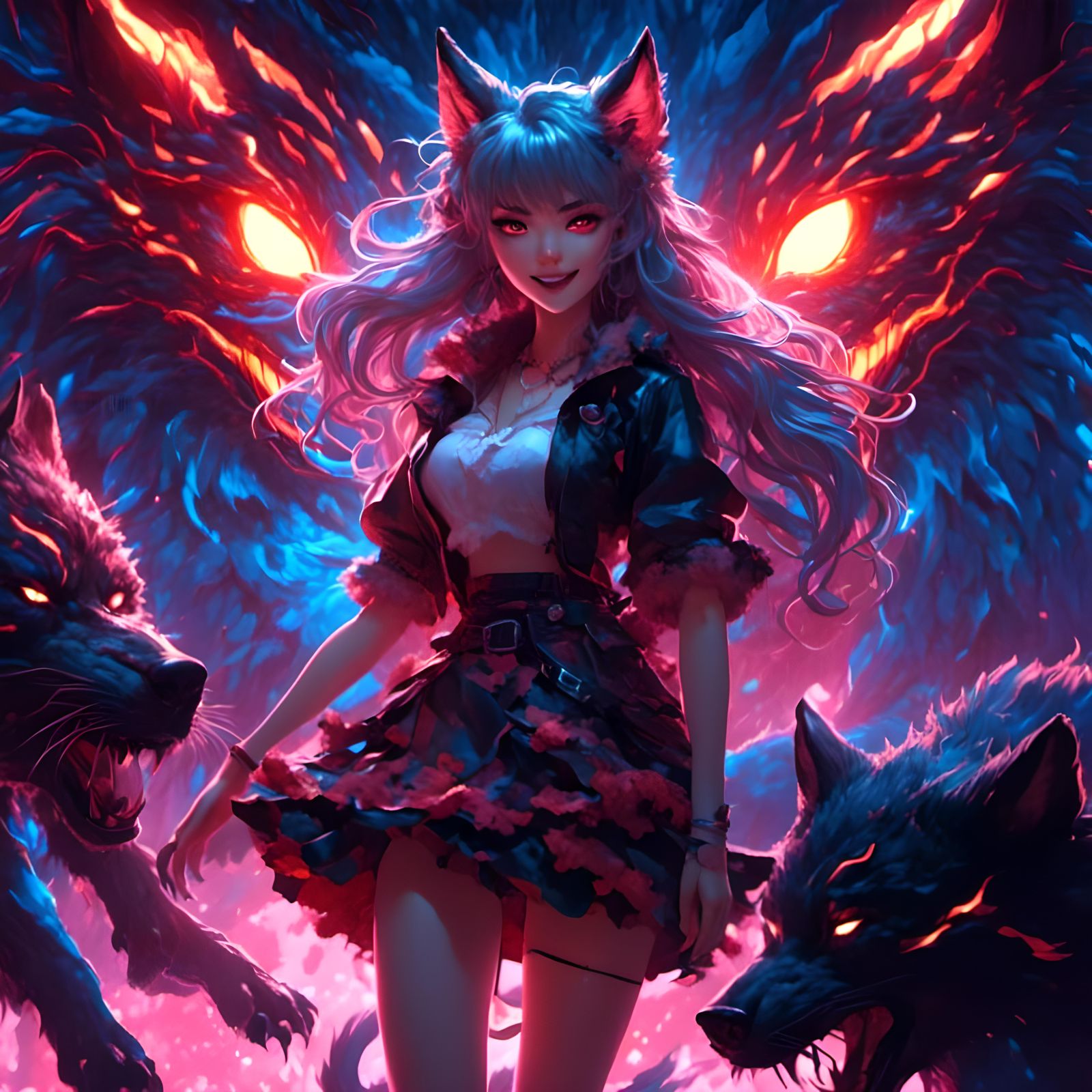 Beautiful Werewolf Girl in Manhwa Style