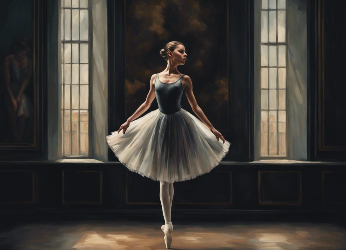 Dramatic Ballet Dancer Portrait in Neoclassical Style
