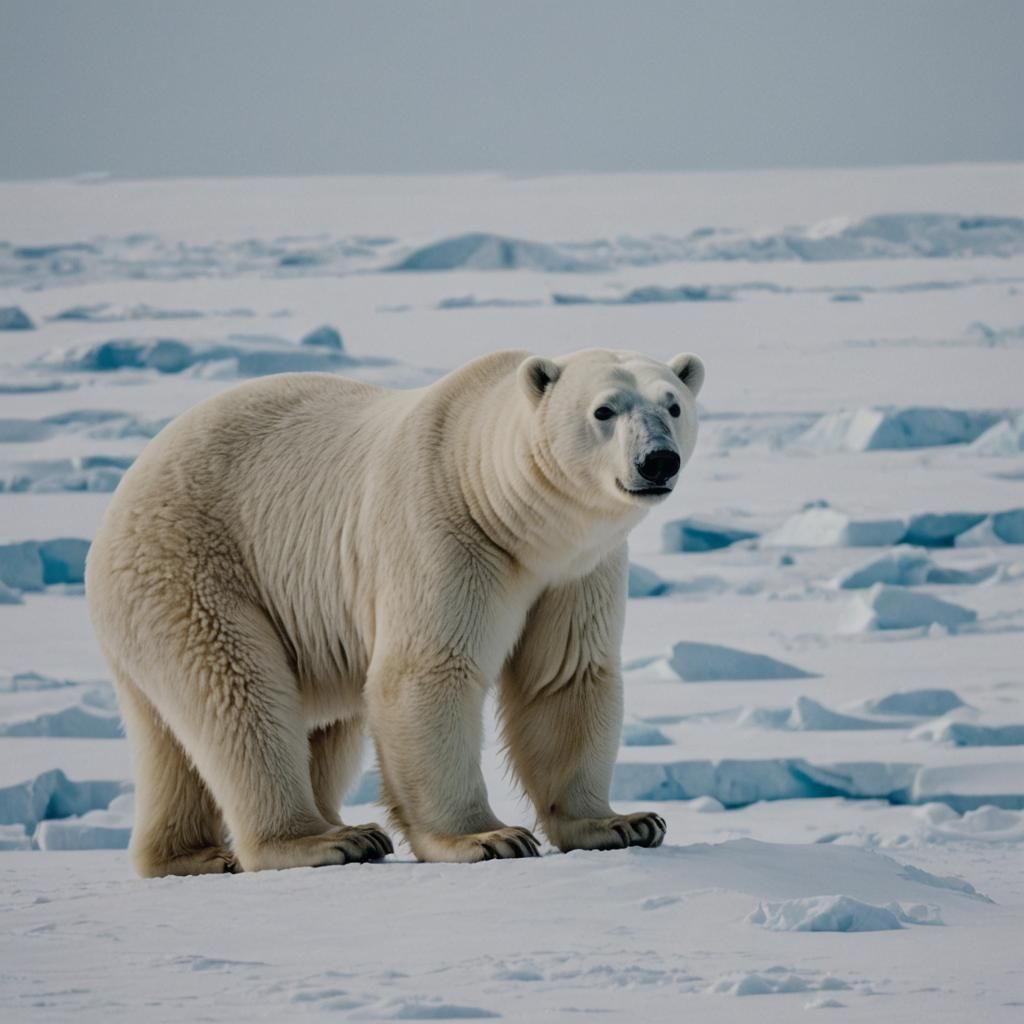 Polar Bear in Arctic Wilderness at North Pole