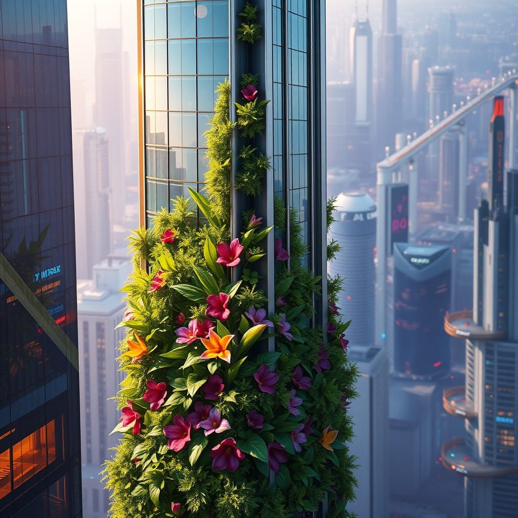 Futuristic Vertical Garden Ascends Skyscraper Facade