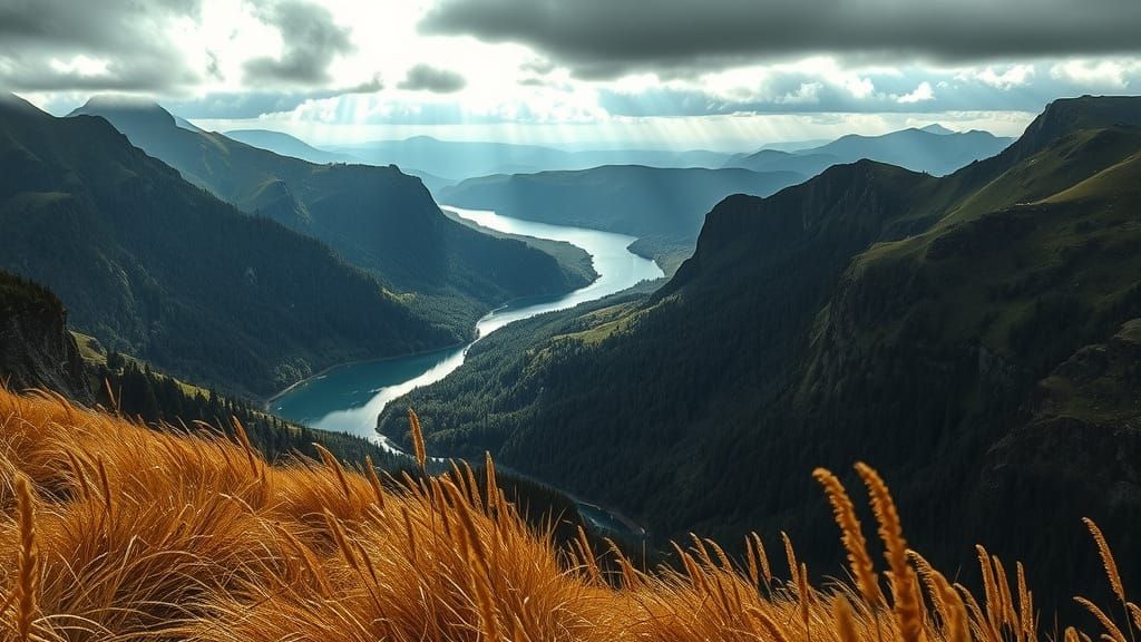 Cinematic Autumn Mountain Valley Landscape