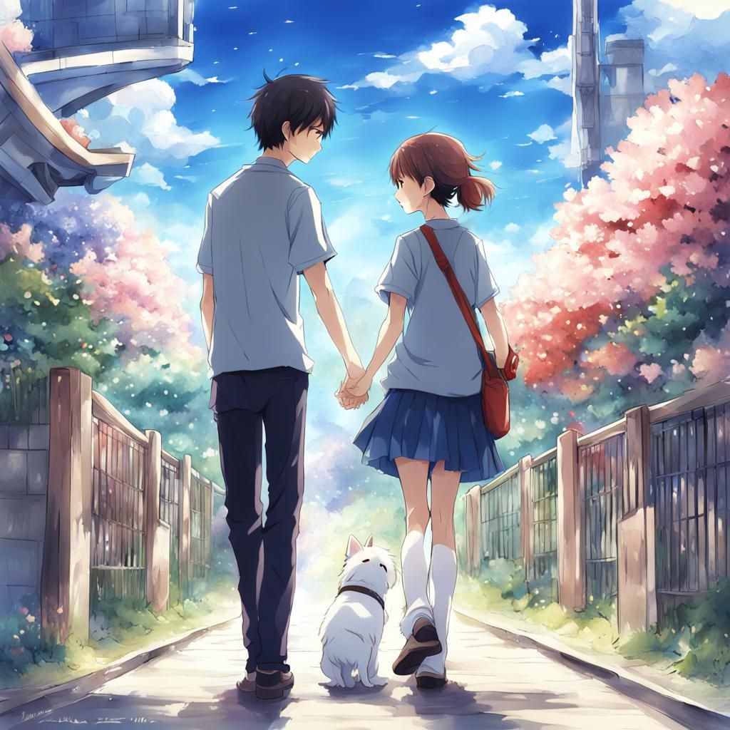 Anime Style Image of Two People in Love