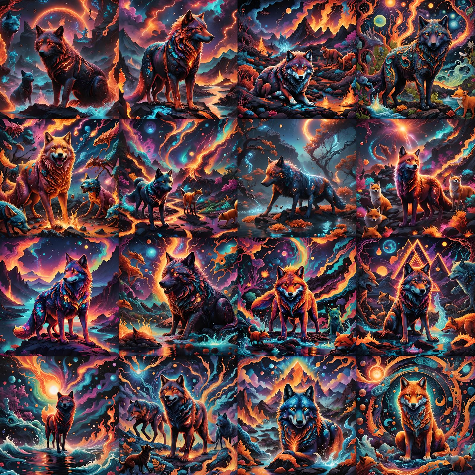 Surreal Hybrid Animals in Cosmic Illustration