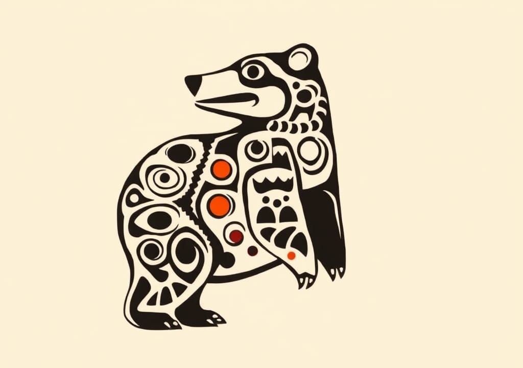 Aboriginal Kodiak Bear Totem Art