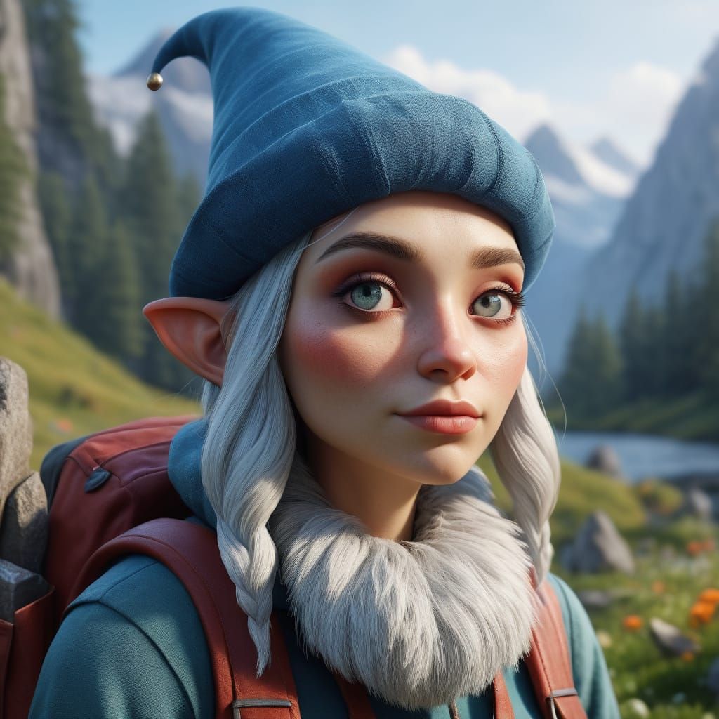 Gnome Transformation: Stunning Young Woman in 8k