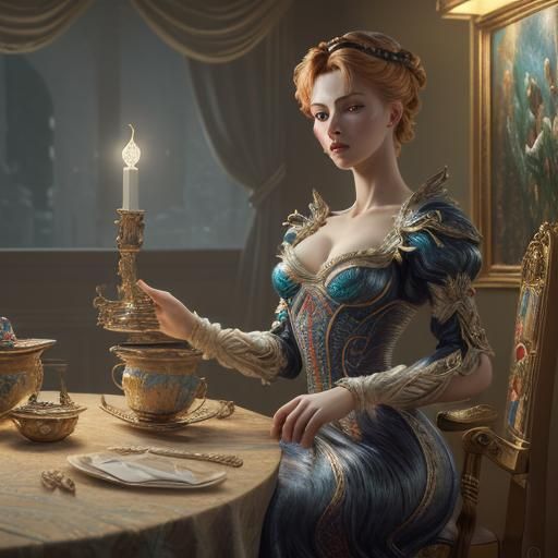 Elegant Fantasy Portrait in Bright Studio Lighting