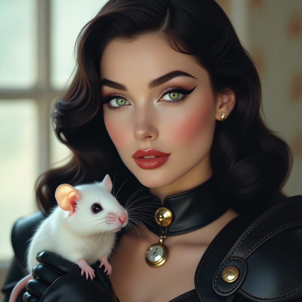 Porcelain Woman with Mouse in Simon Stalenhag Style