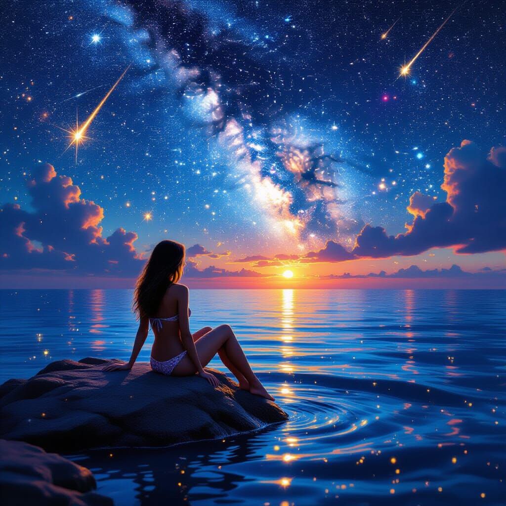 Starry Night Bikini Fantasy: Dreamy Realism