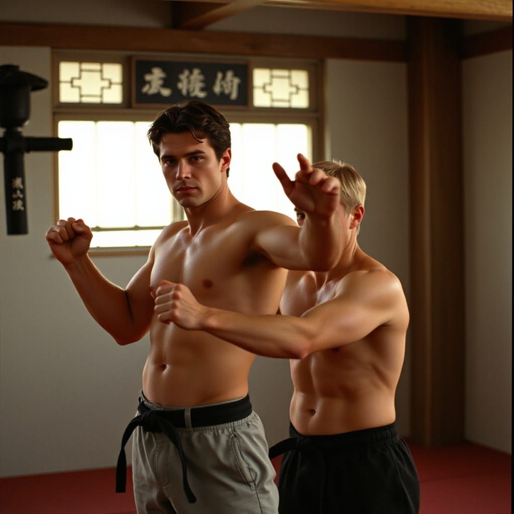 A hot beefcake older dark-haired Daniel LaRusso (63-year-old...