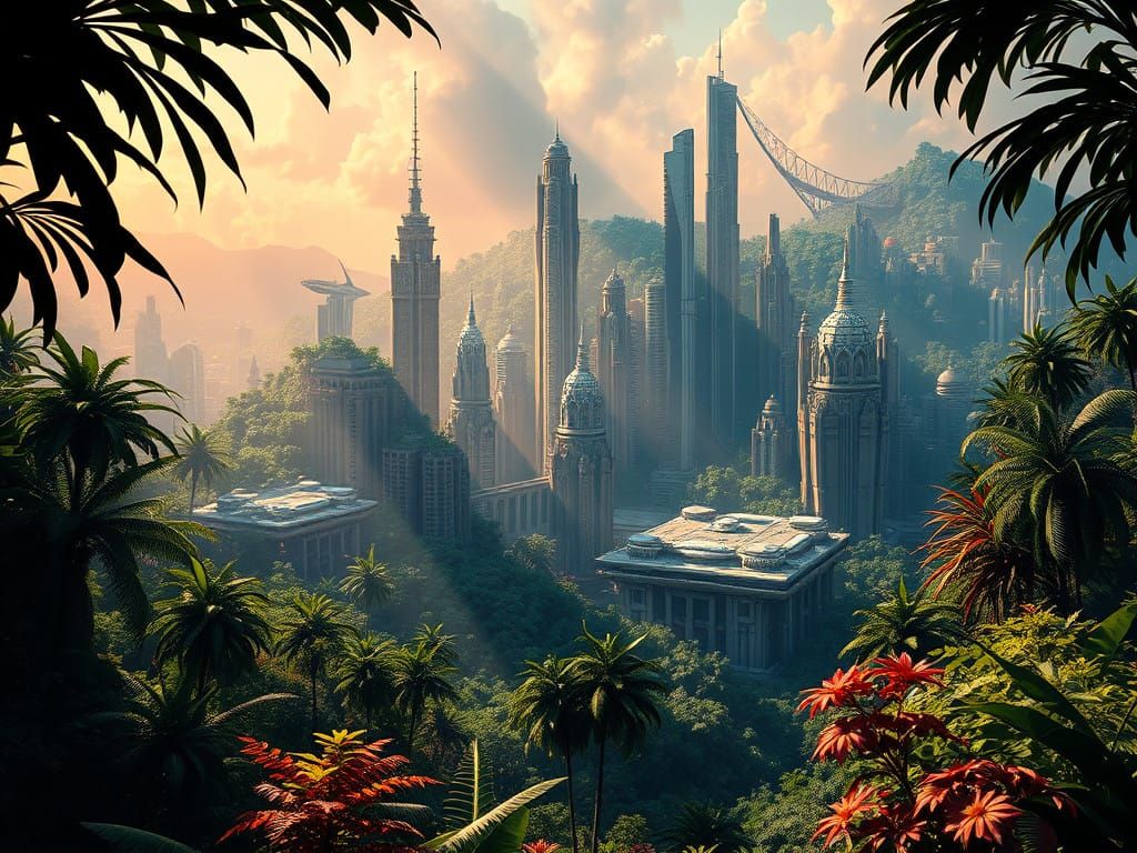Futuristic Jungle Metropolis in Abstract Photography
