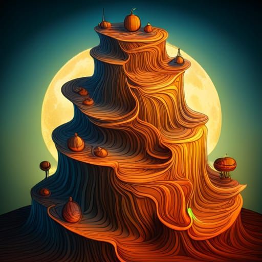 Halloween Objects with Abstract Fractal Design