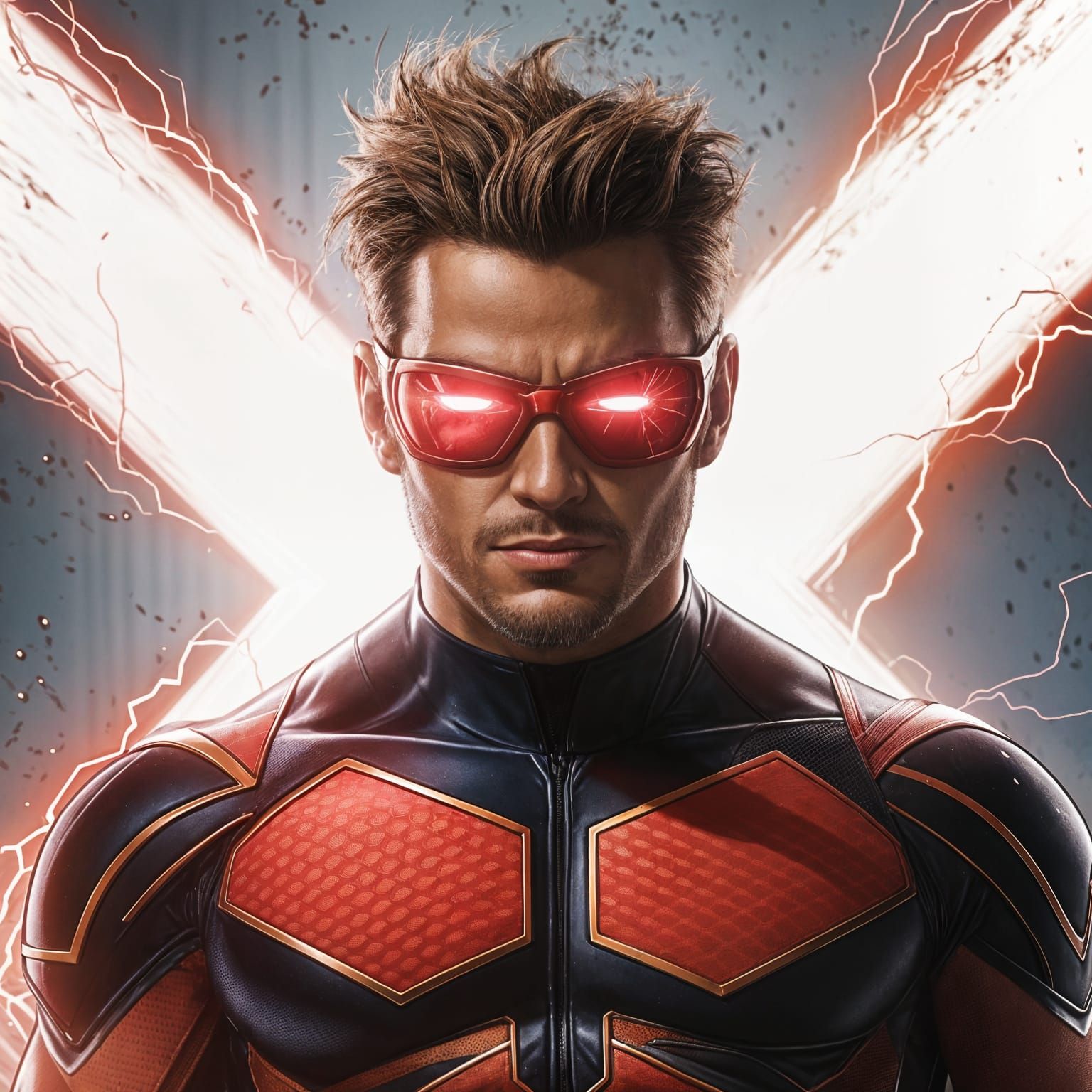 Cyclops in X-Men Suit, Unleashing Powerful Energy Blast