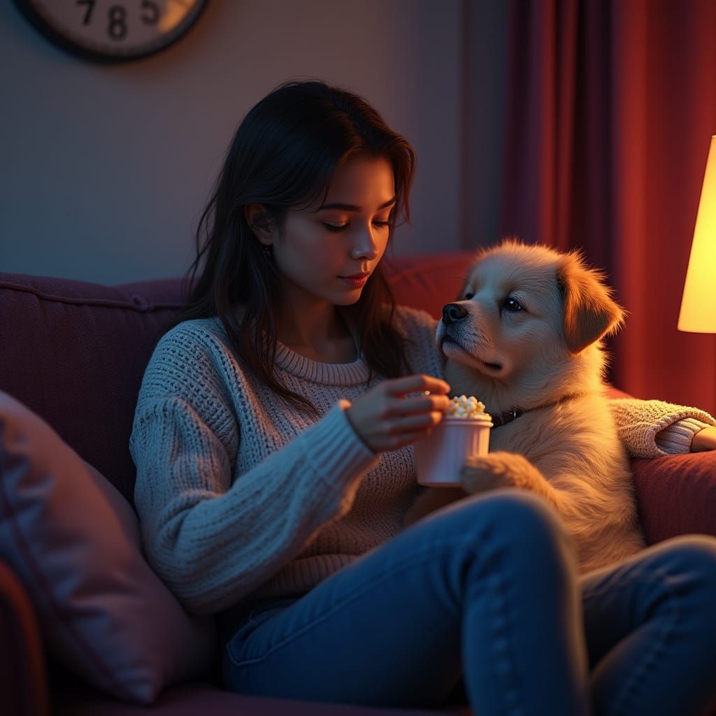 Cozy Winter Night in Fantasy Realism Style