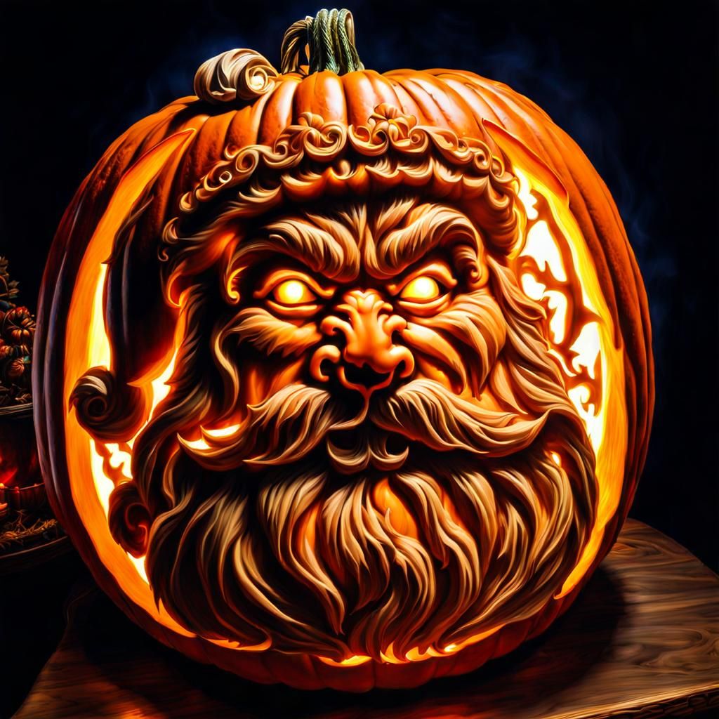 Santa Claus Pumpkin Carving: Hyperrealistic Holiday Art
