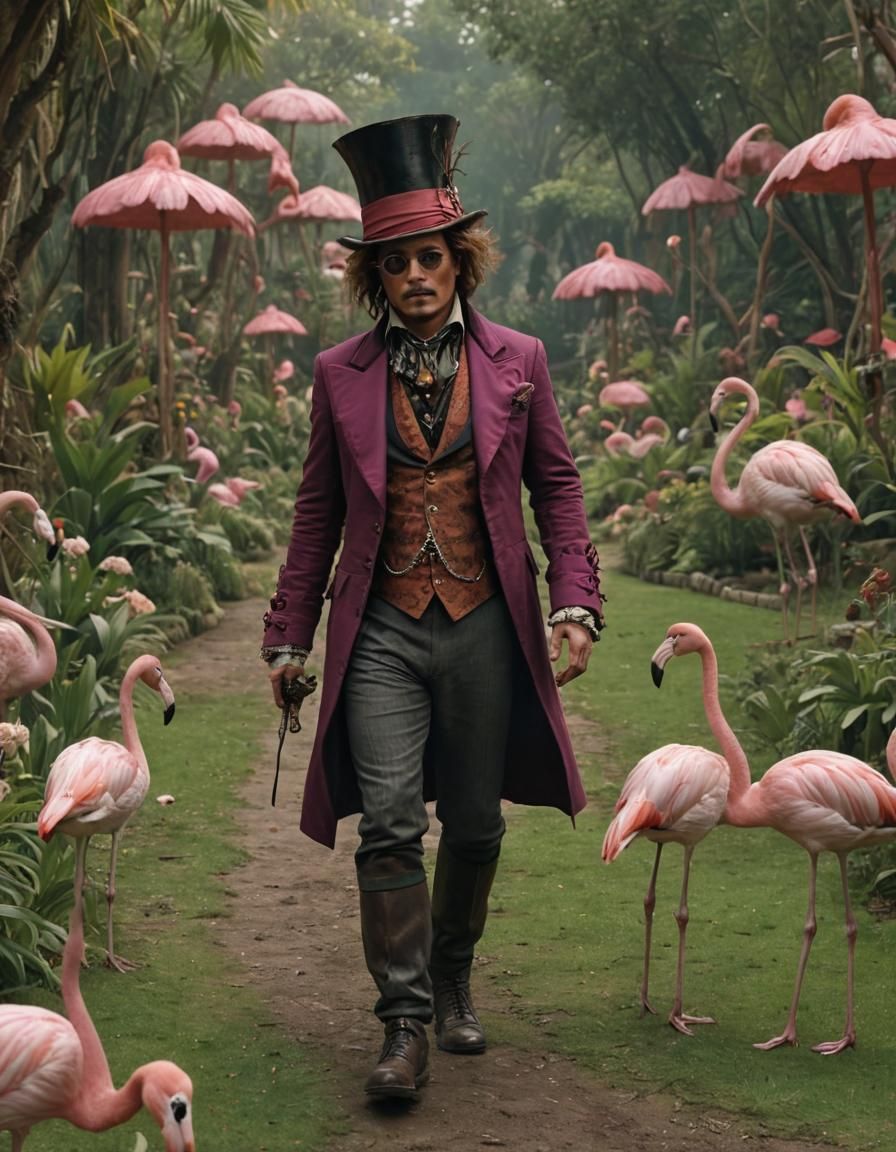 Steampunk Mad Hatter in Wonderland Garden