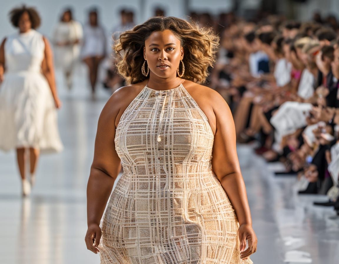Plus-Size Model Struts Runway in Great Pyrenees Haute Coutur...
