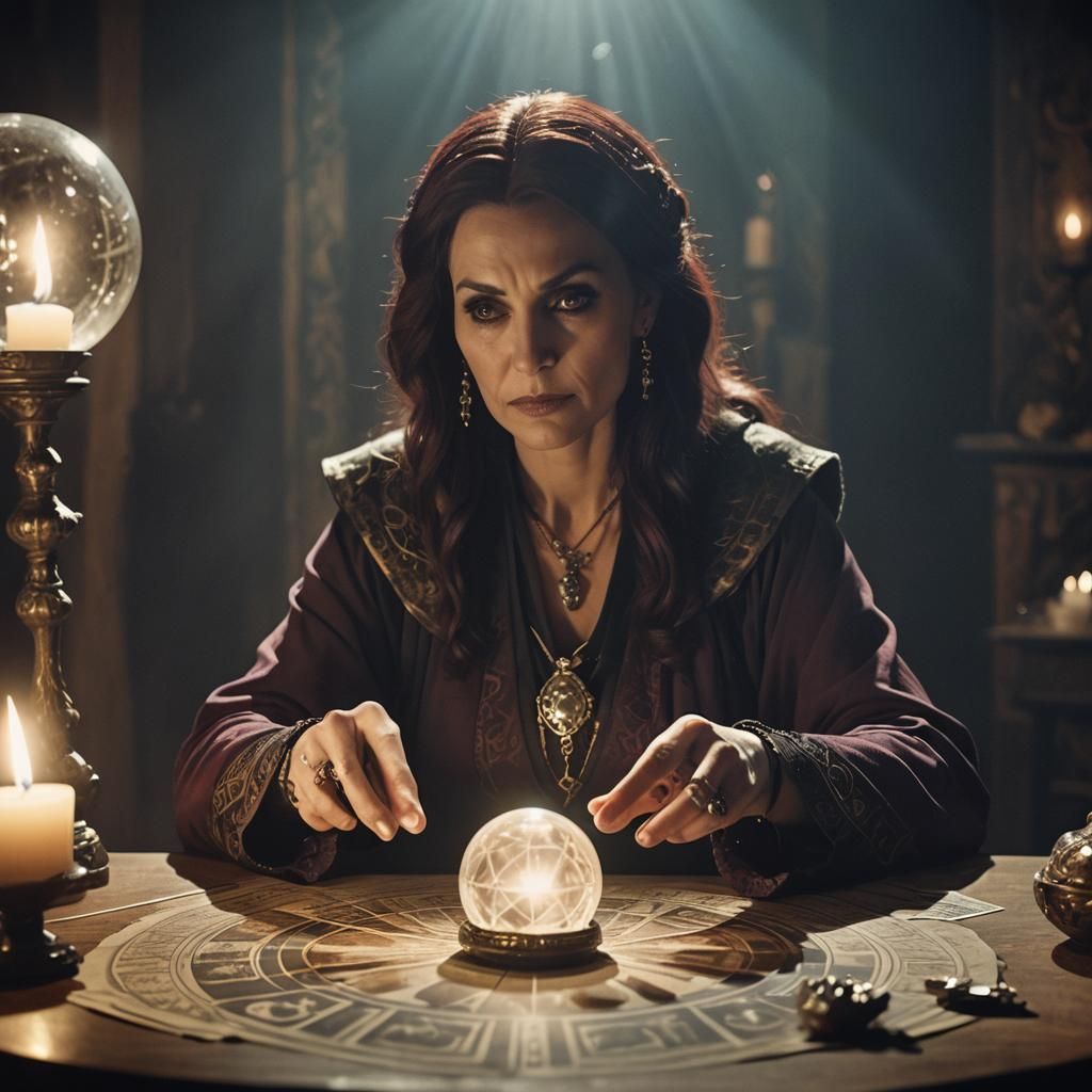 Mysterious Fortune Teller with Tarot Cards