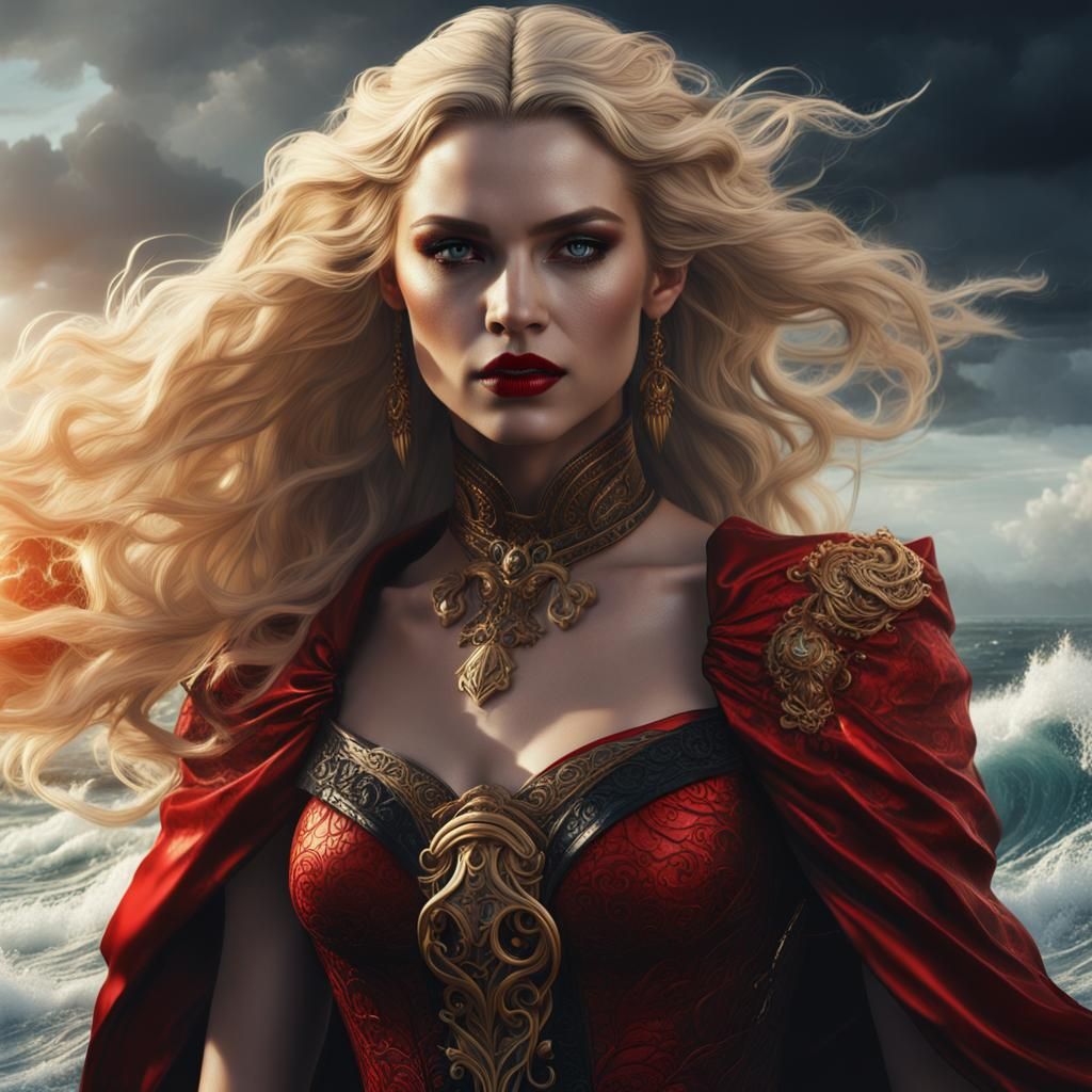 Goddess on Stormy Beach: Fantasy Concept Art